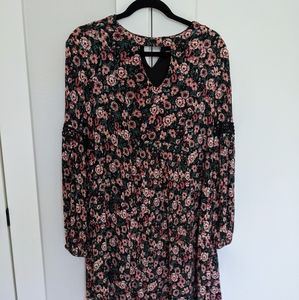 Floral print short A line dress